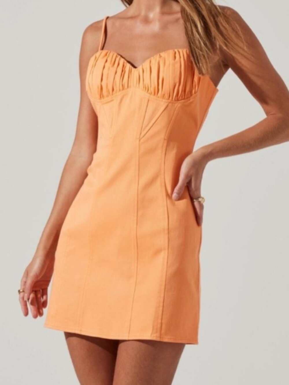 NWT ASTR The Label Vietta Bustier Orange Mini Dress In Papaya L